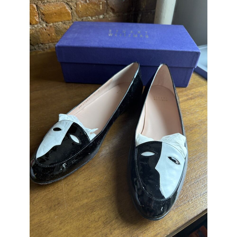 Stuart Weitzman The Mask Patent Leather Ballet Flats Black US 9 w/ Box